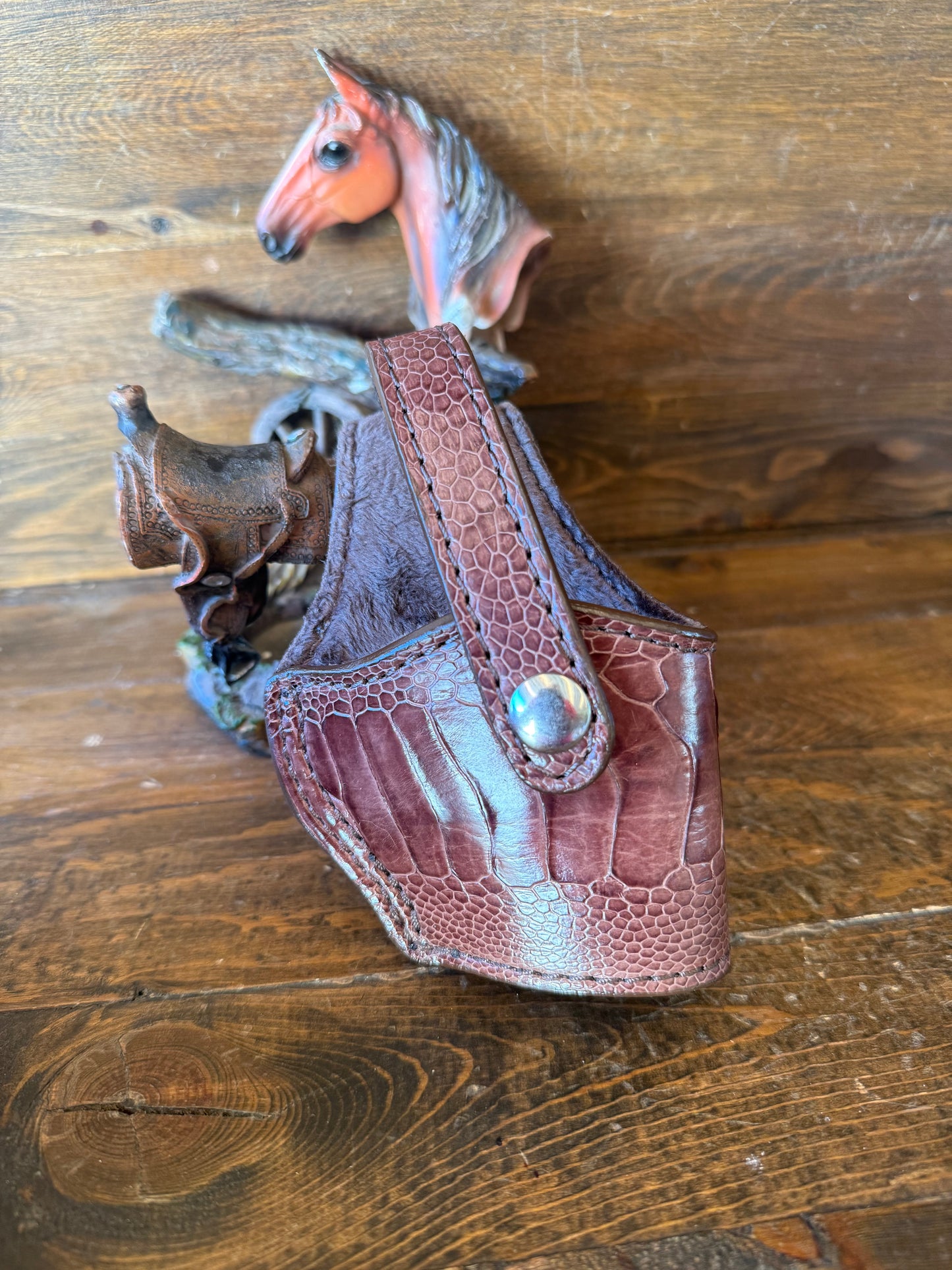 Brown ostrich leg skin compact holster ( 1911 )
