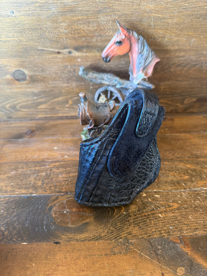 Black/Chrome crocodile belly compact holster. (1911)