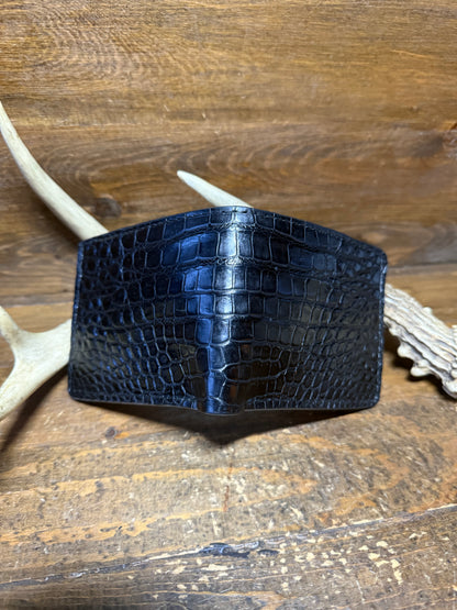 Black Alligator belly skin bifold wallet
