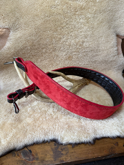 Black/Red American Alligator Hornback skin luxury rifle sling