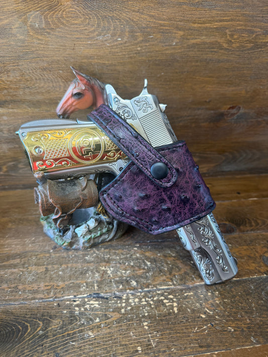 Black Cherry ostrich skin compact holster ( 1911, High Power )