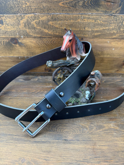 Black/ Black veg tan leather belt