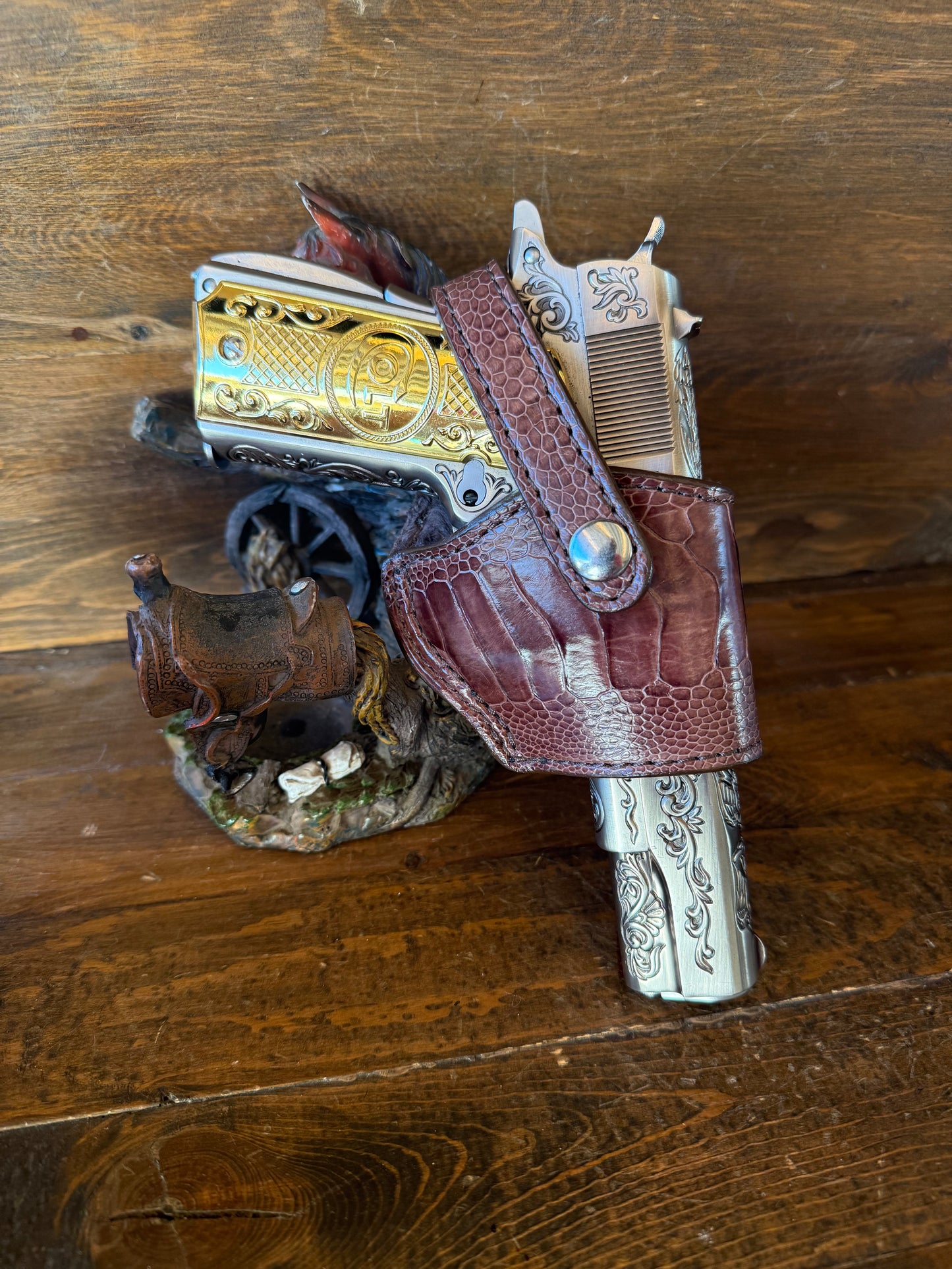Brown ostrich leg skin compact holster ( 1911 )