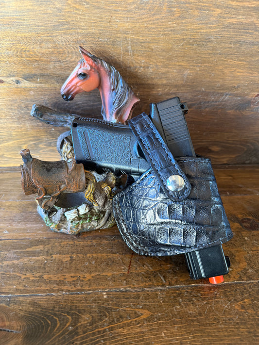 Black/chrome crocodile compact holster ( Glock )
