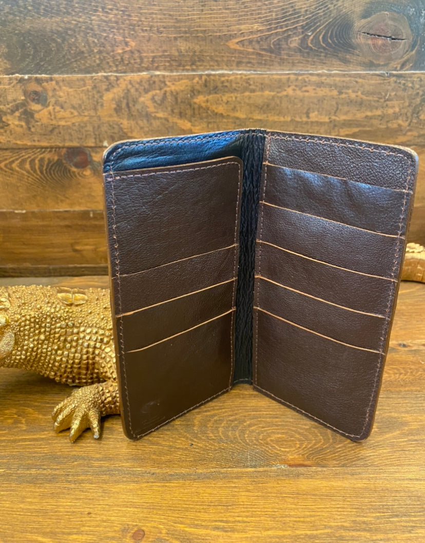 Alligator skin long wallet