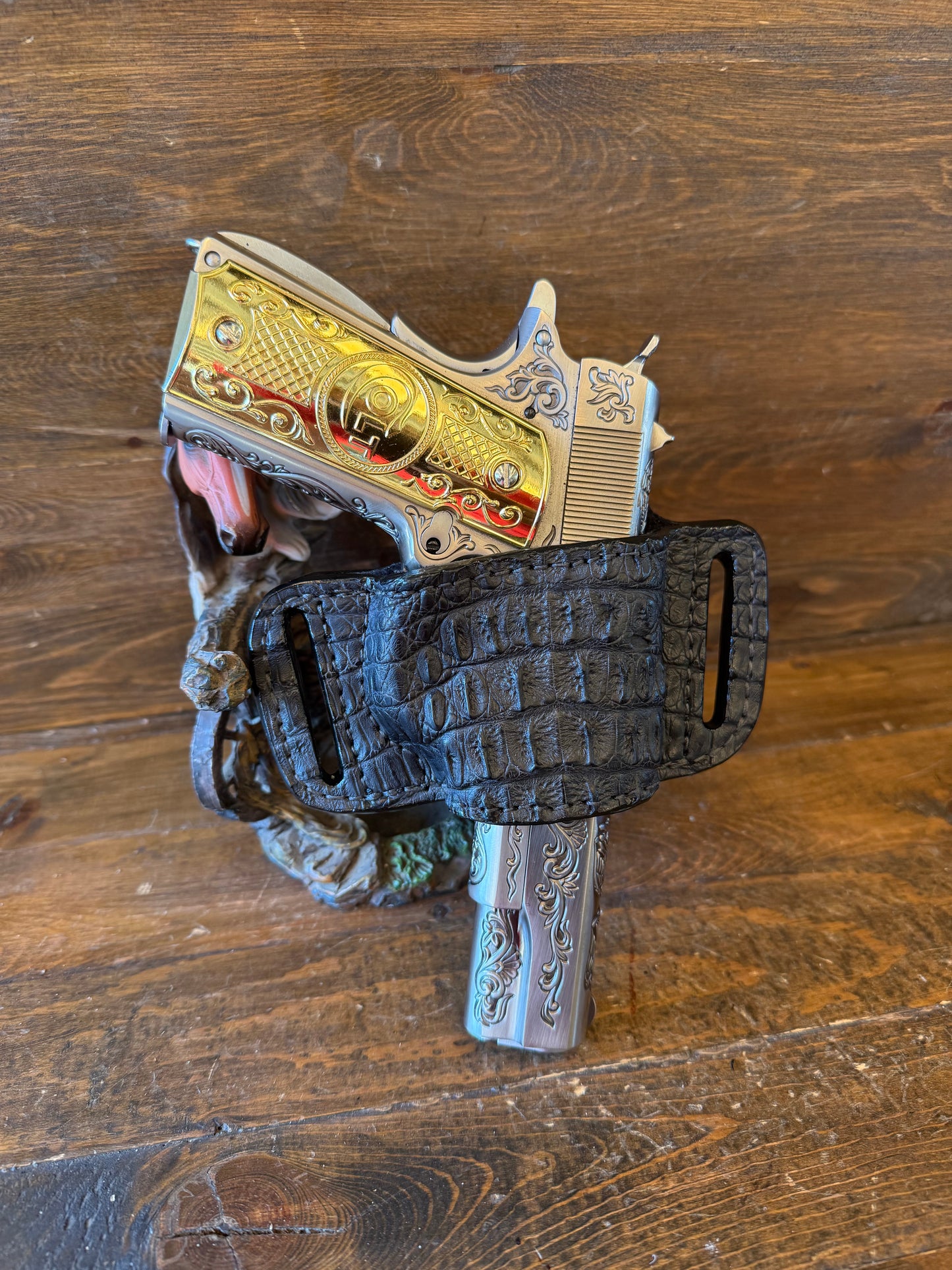 Black Crocodile hornback bikini holster (1911)
