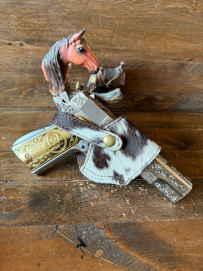 Brown/white cowhide compact holster (1911)