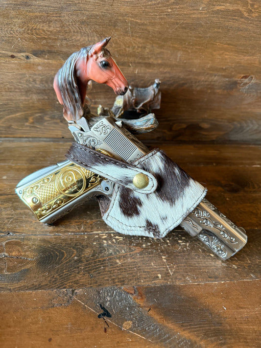 Brown/white cowhide compact holster (1911)