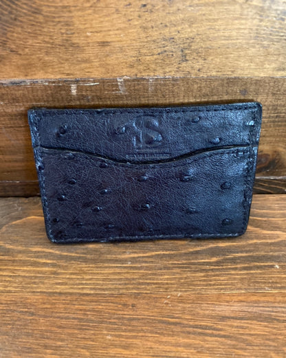 Black full ostrich cardholder