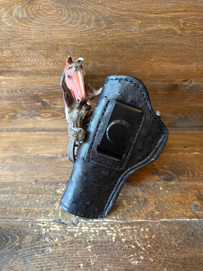 Black ostrich skin full IWB holster (1911 ) 5”. Left-handed