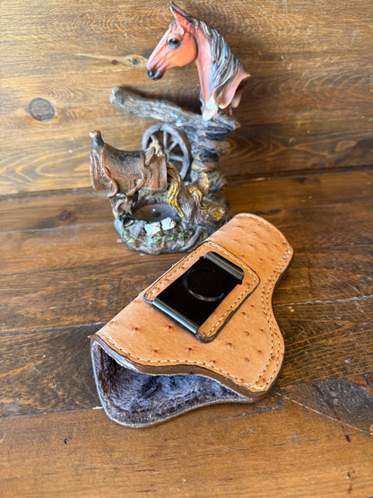 Honey color ostrich skin IWB holster 5” ( 1911 )