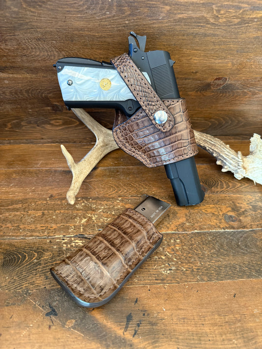 Brown crocodile compact luxury  holster set ( 1911 )