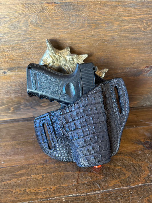 Dark brown matte crocodile skin holster ( Glock )