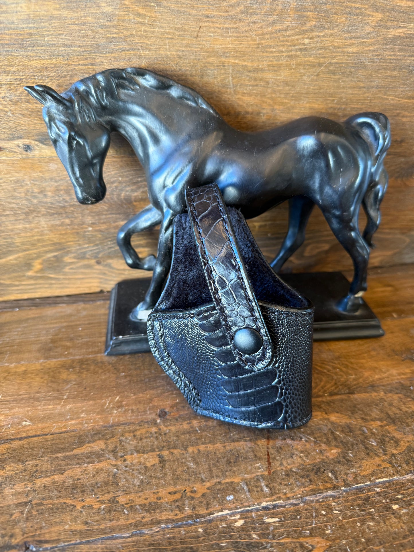 Black ostrich leg skin compact holster. (1911)