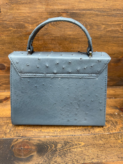 Dark gray ostrich skin handbag