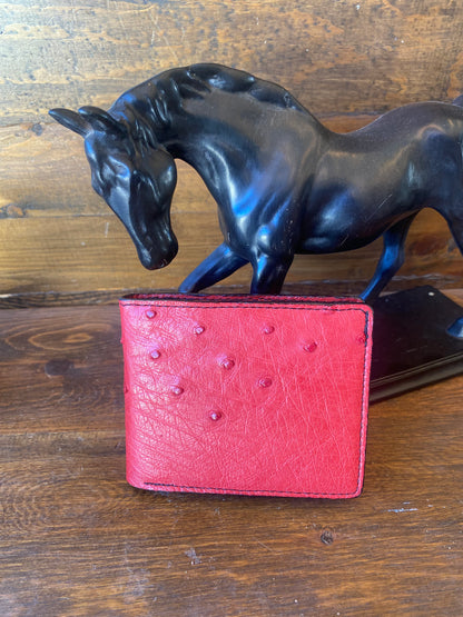 Red full ostrich skin wallet