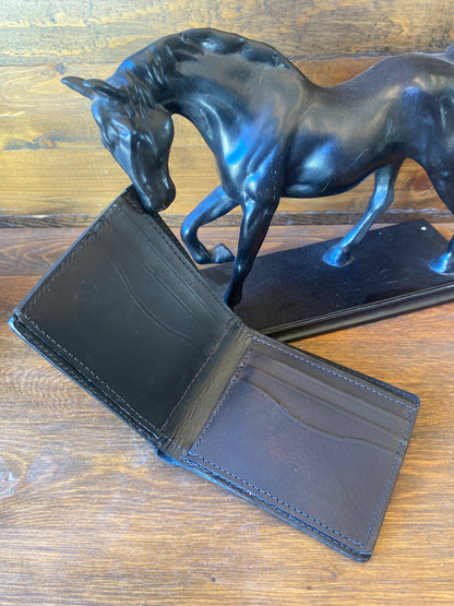 Gray full ostrich bifold wallet