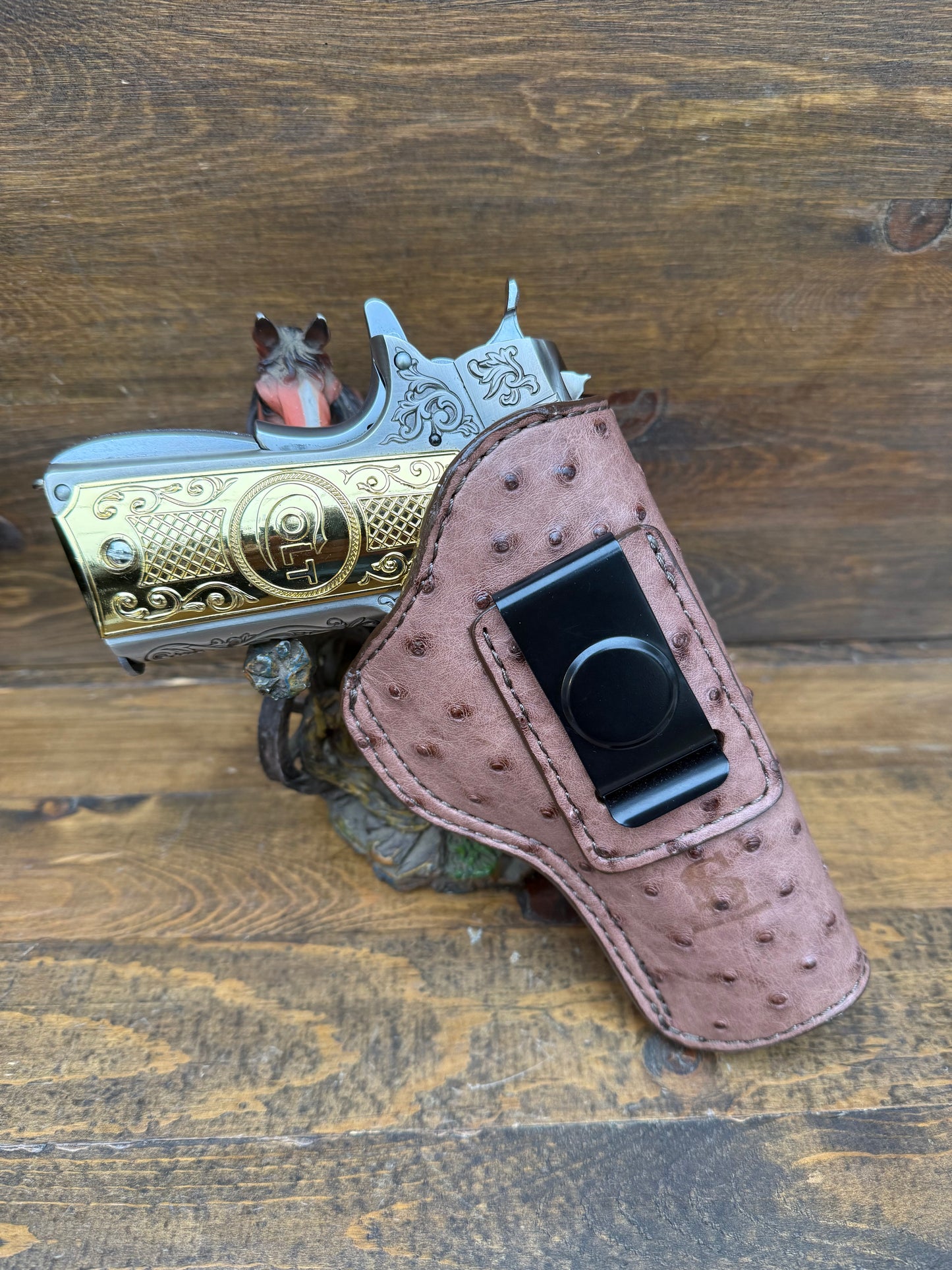 Rustic almond ostrich skin IWB holster (1911)