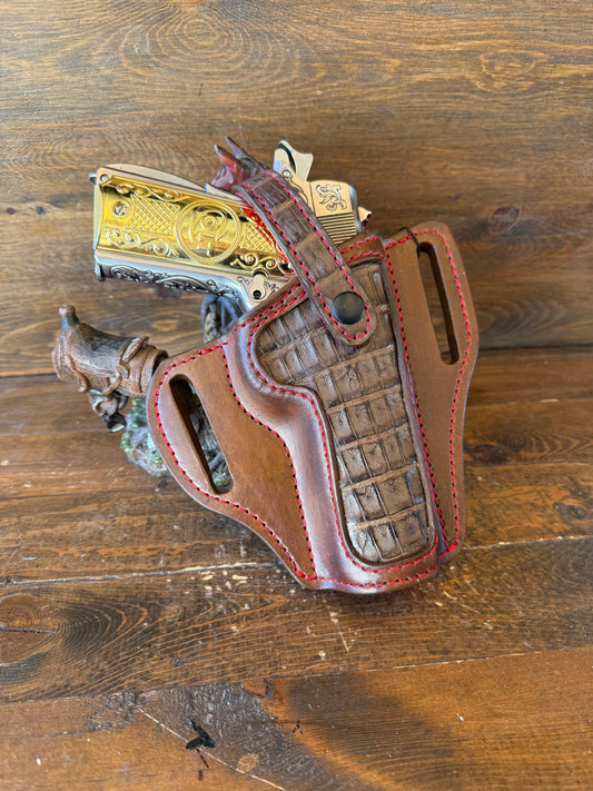 Crocodile skin full barrel holster