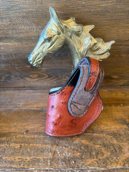 Brandy/Chrome ostrich skin compact holster ( 1911 )