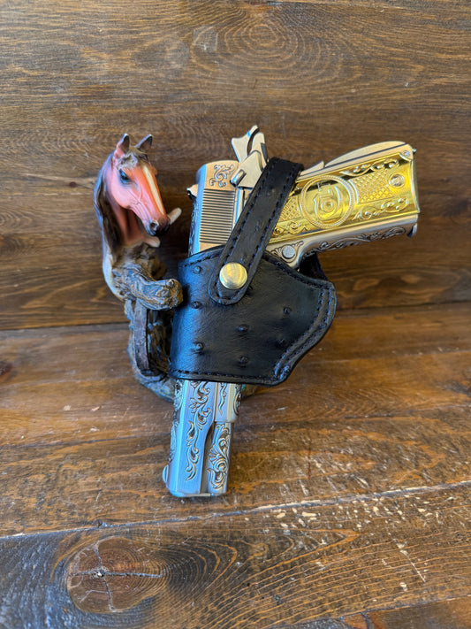 Black/gold ostrich compact holster (1911) - LEFT