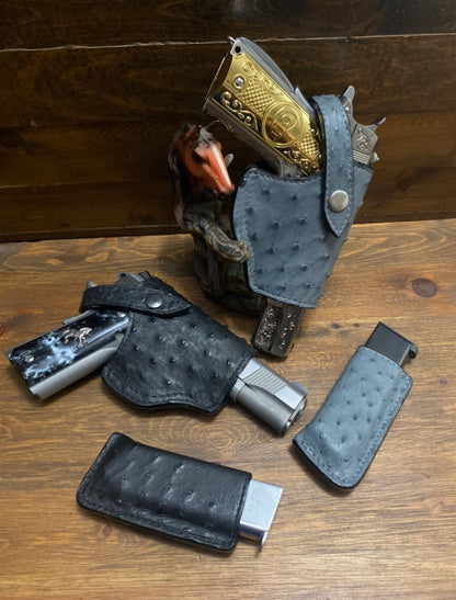 Ostrich gun and magazine holster set ( Gray or Black ) 1911