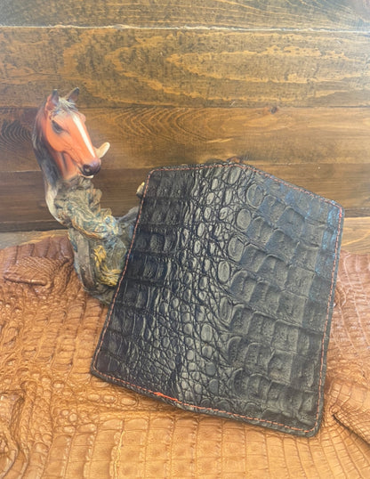 Crocodile long wallet black/red