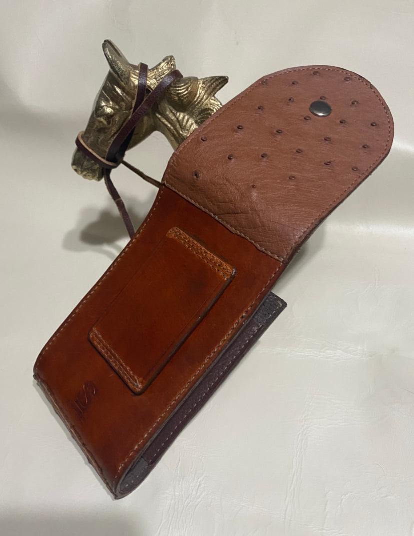 Brown ostrich cellphone holster