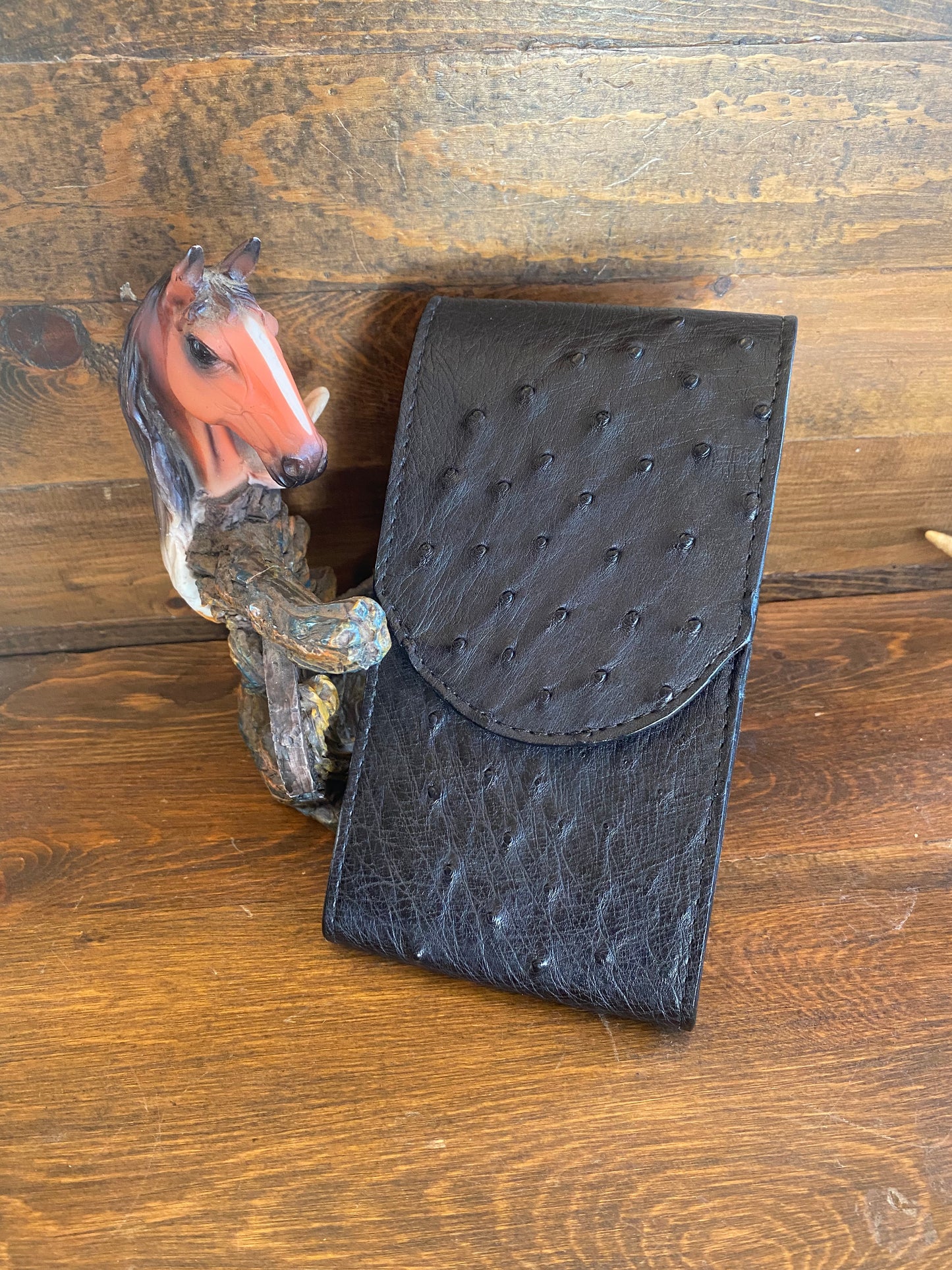 Black ostrich cellphone holster