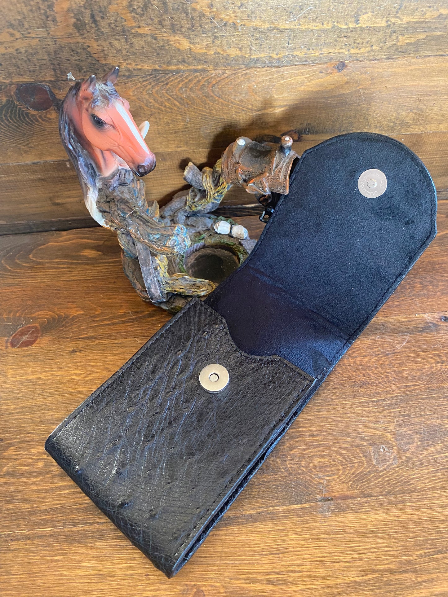 Black ostrich cellphone holster