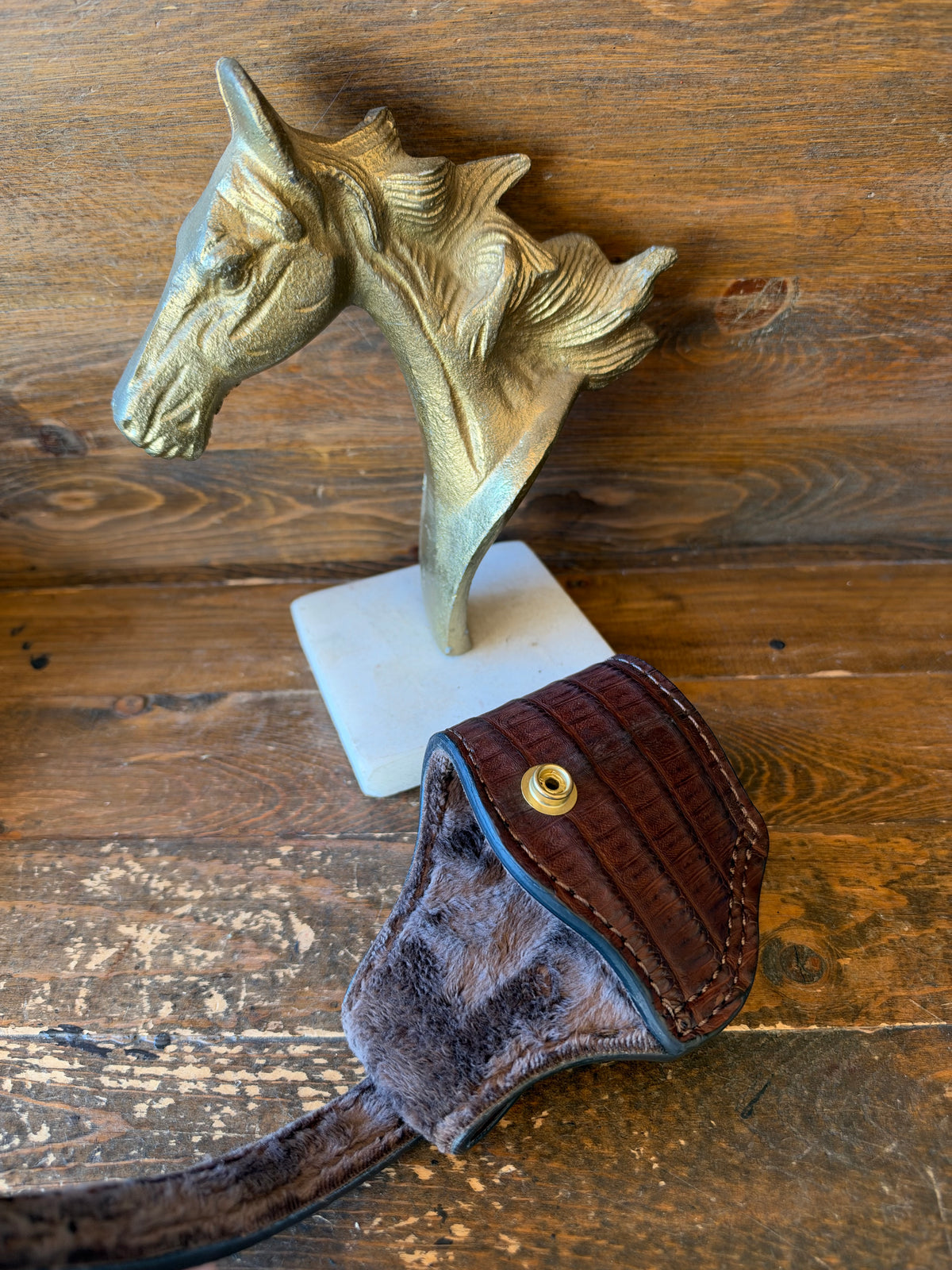 Chocolate/gold crocodile skin  compact holster ( 1911, High  Power)